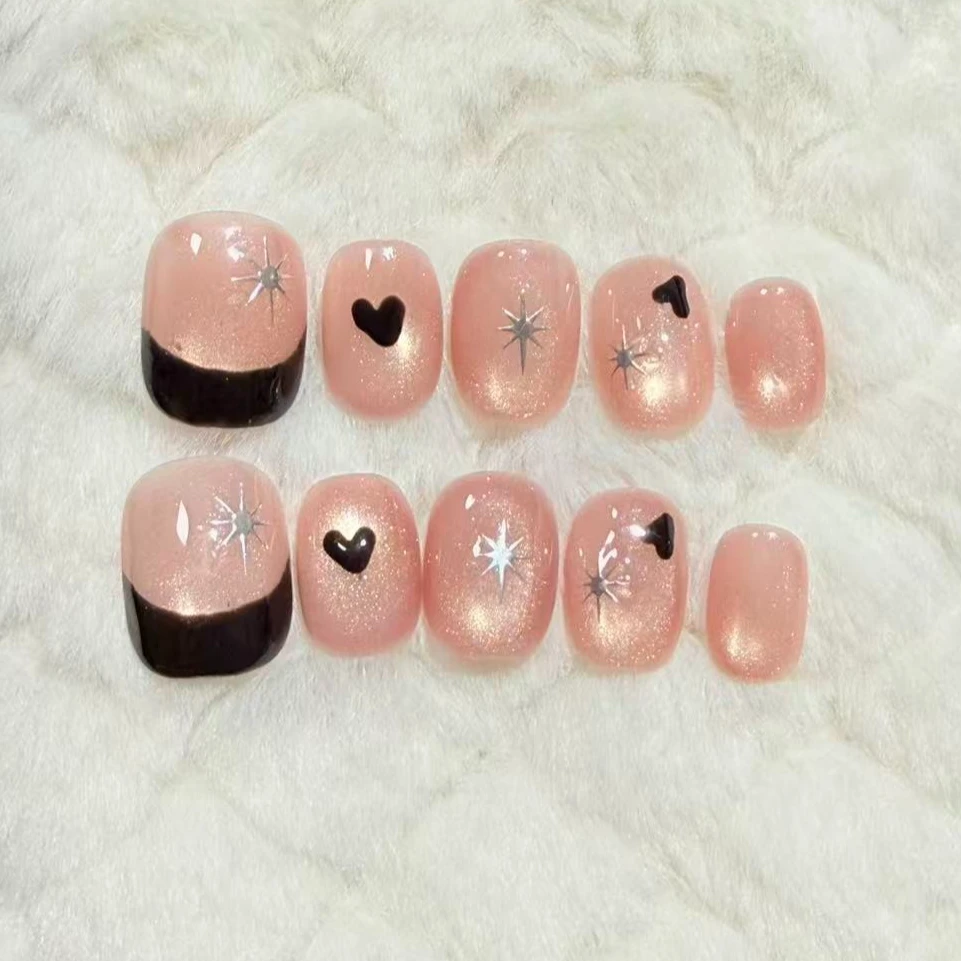 A32【黑色比心】新年款纯手工秋冬显白气质穿戴甲