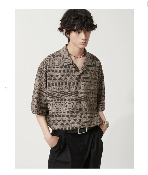 B05-30479-SON夏季满印花POLO领设计半袖