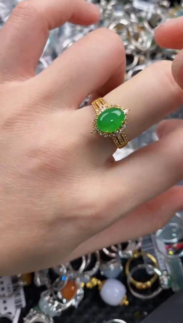 银S925镶嵌戒指翡翠888  5
