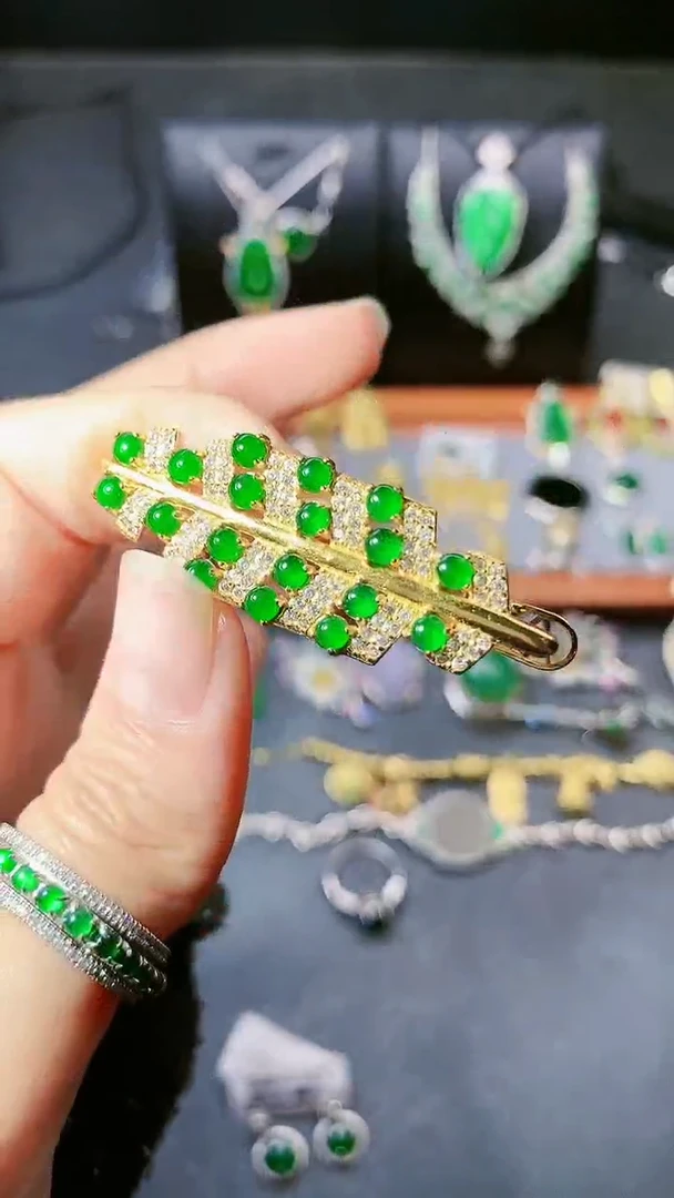 【闪购商品】翡翠戒指银S925镶嵌发夹