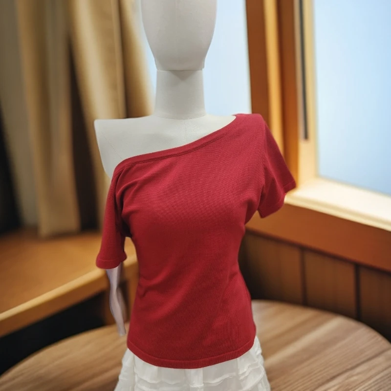 【ASKYO】新品上新夏季时尚性感风修身百搭绑带短袖