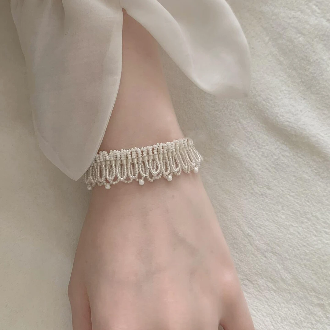 卡柒 非金属树脂手链 百合花多层串珠裙摆手链轻奢小众高级感手饰