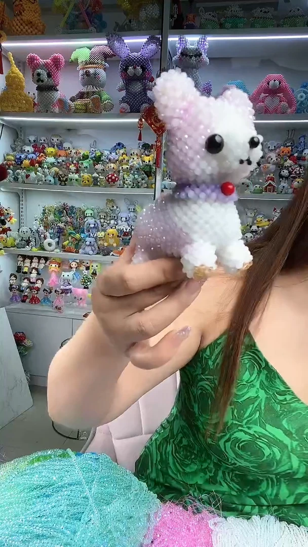 玻璃1902 4厘水晶柯基狗材料包买一宠一粉玉