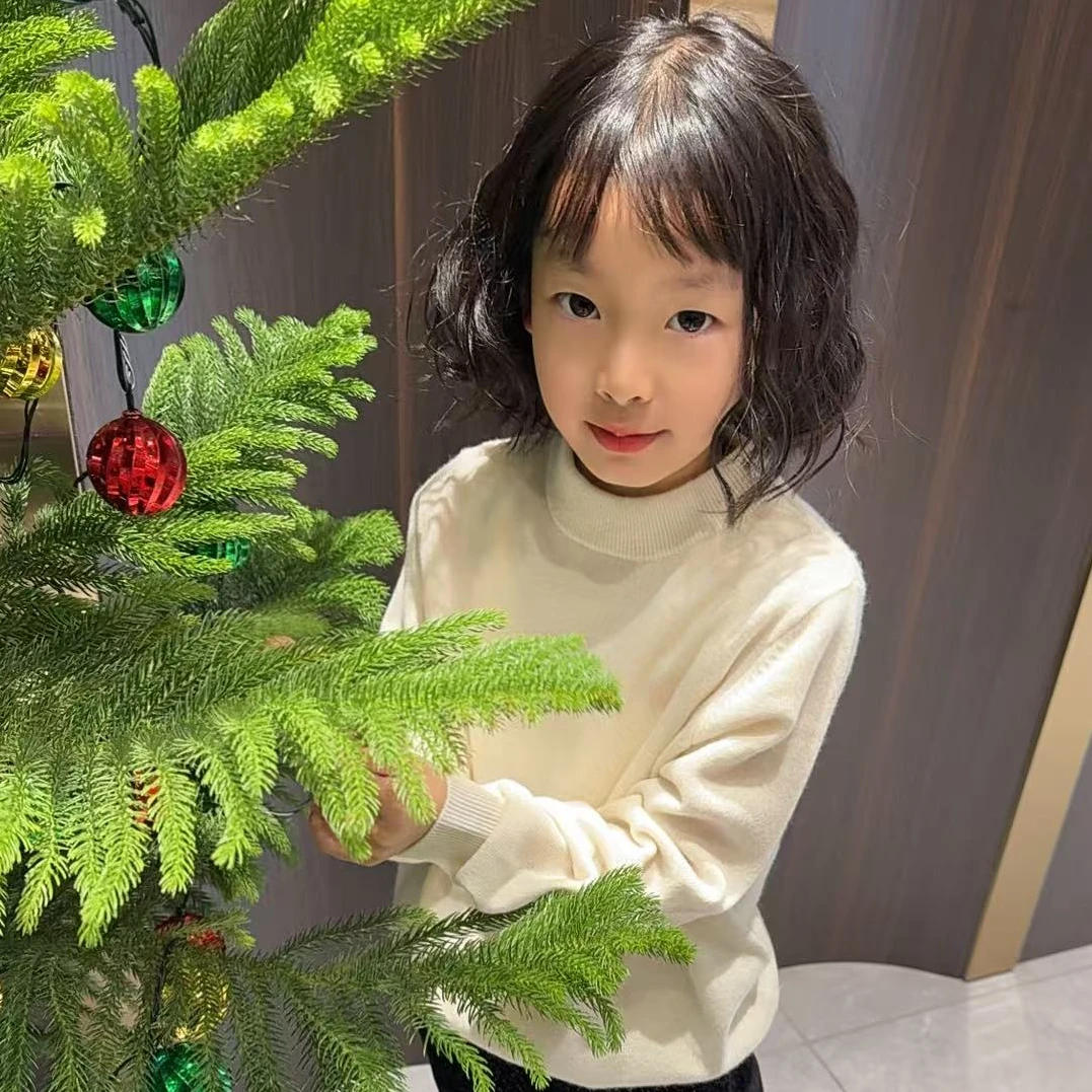 【100%山羊绒】时尚保暖透气男女中大童装圆领针织套头衫MG8621