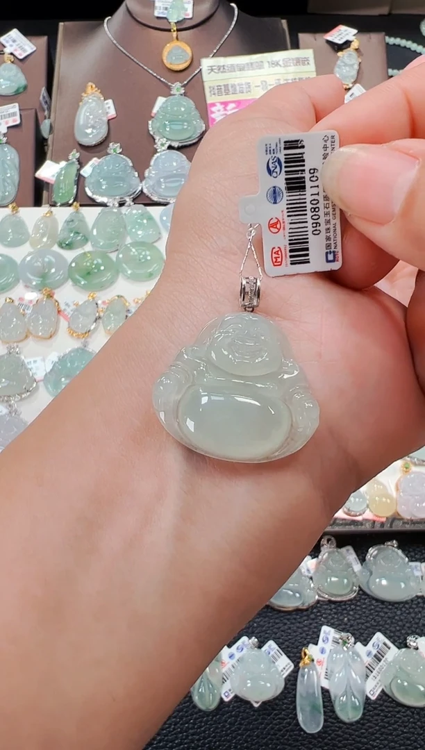 【闪购商品】翡翠吊坠(不含链)18K金镶嵌佛公吊坠1109