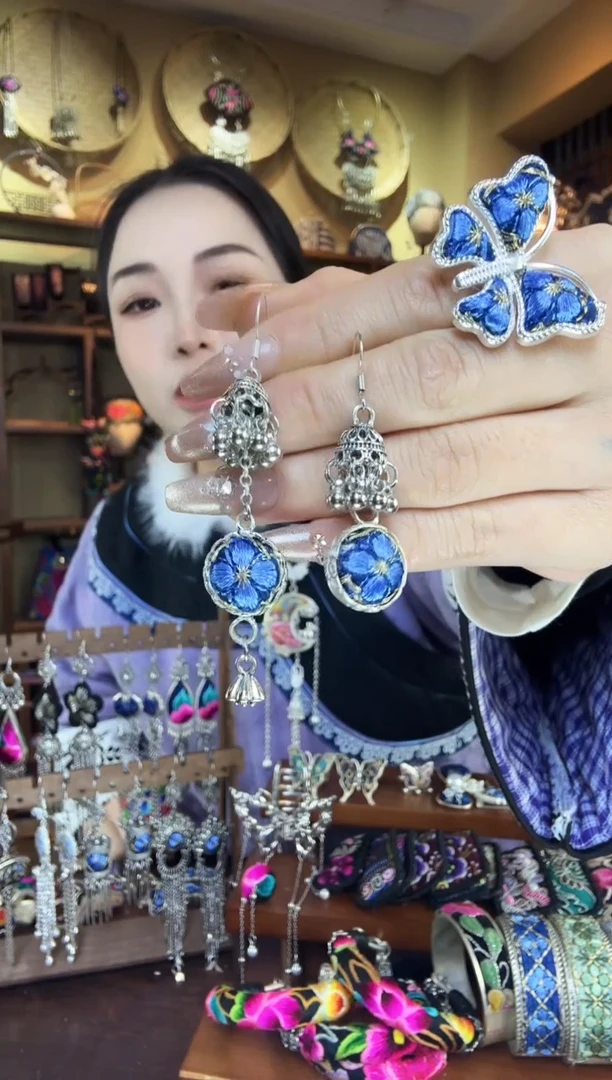 刺绣非遗刺绣民族风耳环