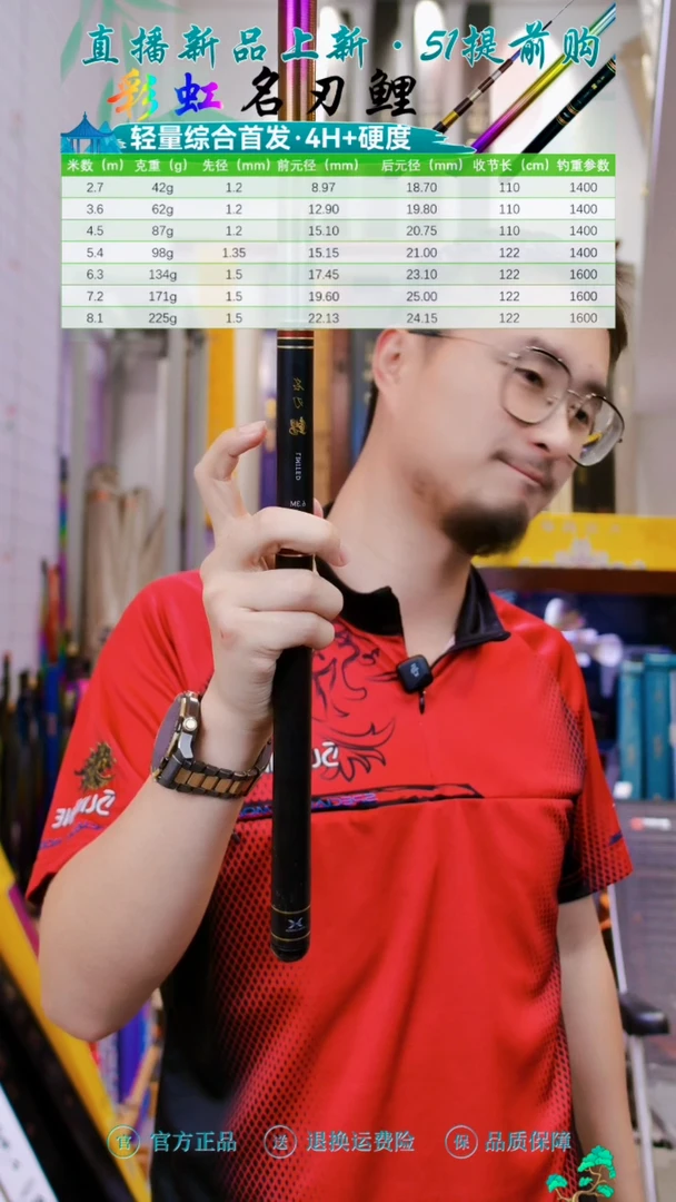 碳素7.2m【彩虹微瑕】激强彩虹全涂轻量综合名刃鲤 7.2米