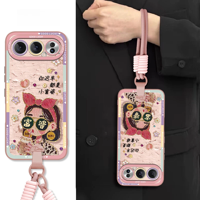 油画小富婆适用荣耀500pro手机壳小羊皮女ultra300可爱400pro创意