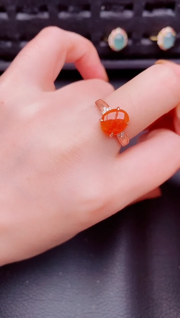 【闪购商品】翡翠戒指银S925镶嵌天然a货翡翠1013