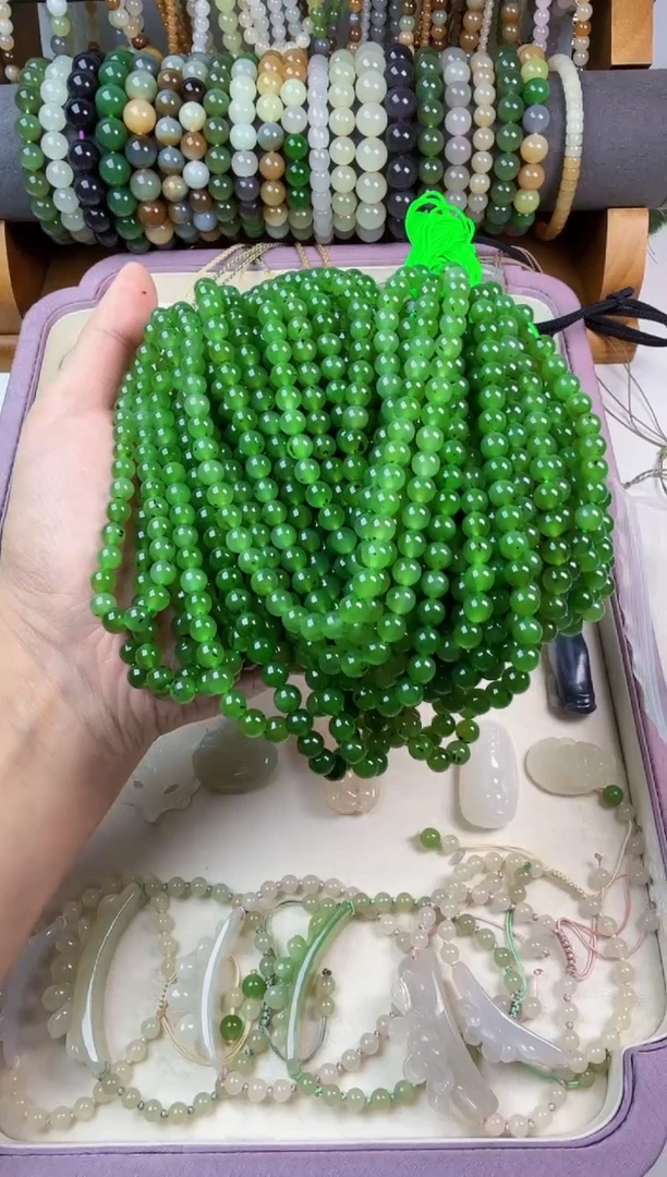 项链未镶嵌和田玉碧玉6mm项链多样性发其一