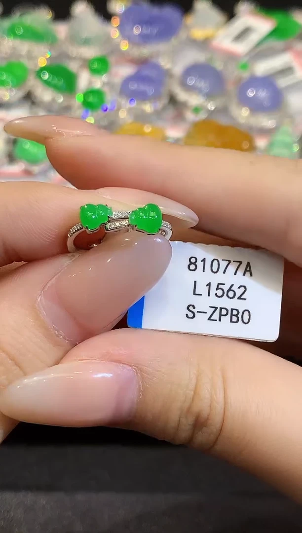 18K金镶嵌翡翠耳饰L多样性发其一