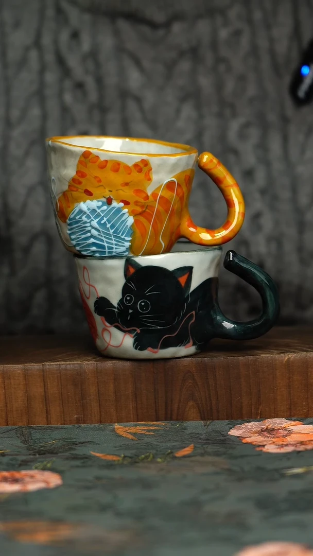 杯釉下彩手工手绘同款陶器