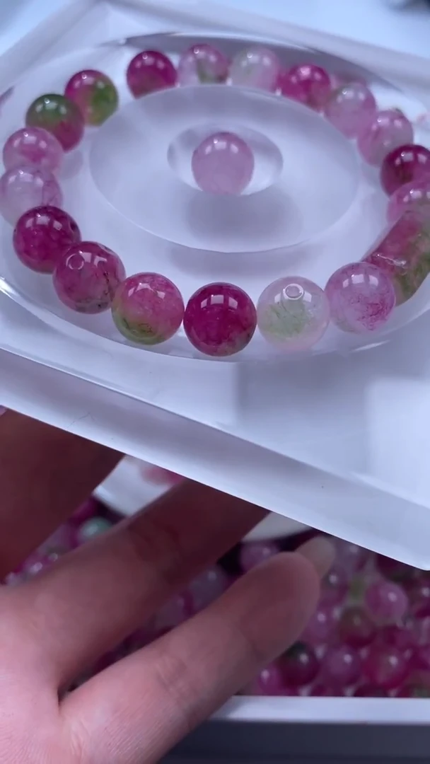 颈饰未镶嵌水晶W1780西瓜碧玺10MM*10颗