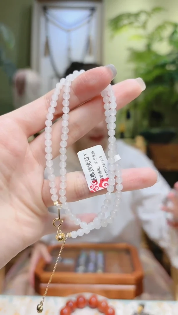 【闪购商品】和田玉项链银S925镶嵌小米珠和田玉项链
