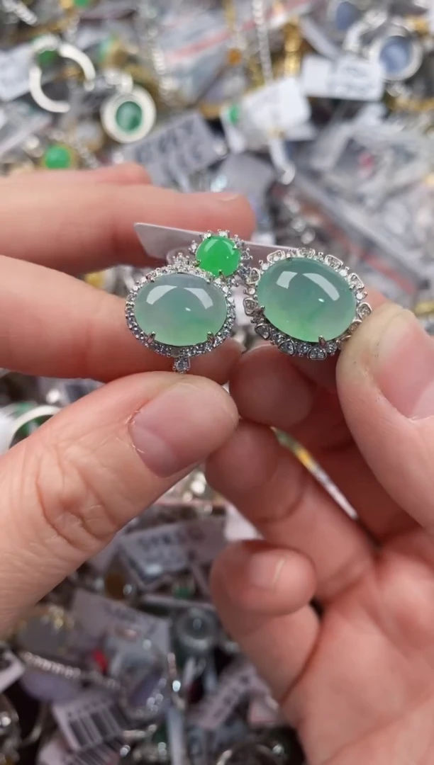 银S925镶嵌戒指翡翠222       2