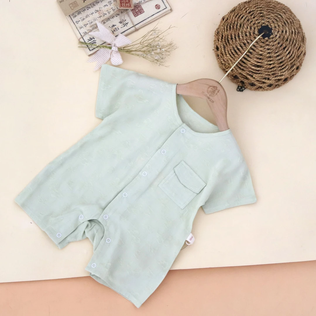 妈妈的手工坊中性爬服女宝通用夏季护肚夏款睡衣短袖哈衣