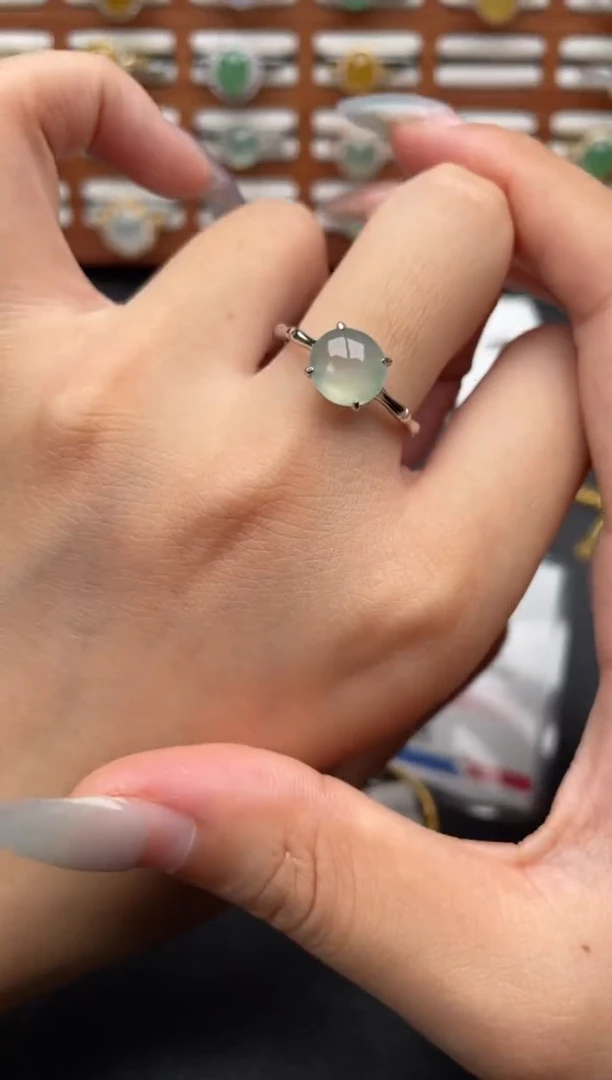 翡翠戒指银S925镶嵌一物一证一礼盒