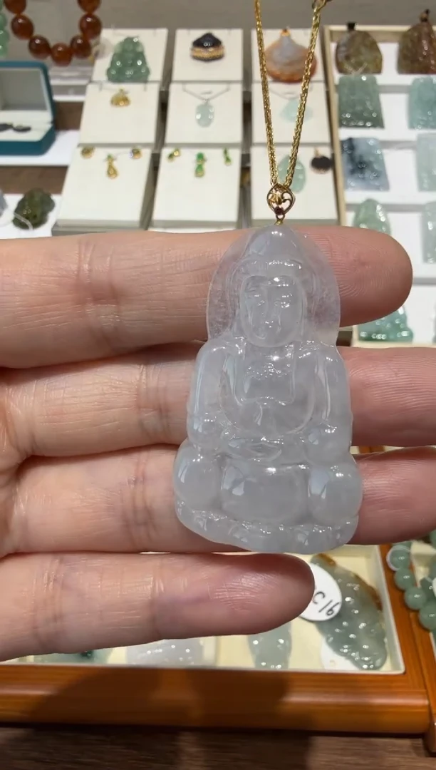 18K金镶嵌挂件翡翠A货翡翠多样性孤品