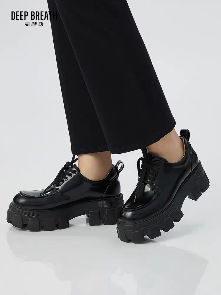 DEEP BREATH深呼吸牛皮厚底低帮绑带绅士鞋女鞋厚底鞋AX13066