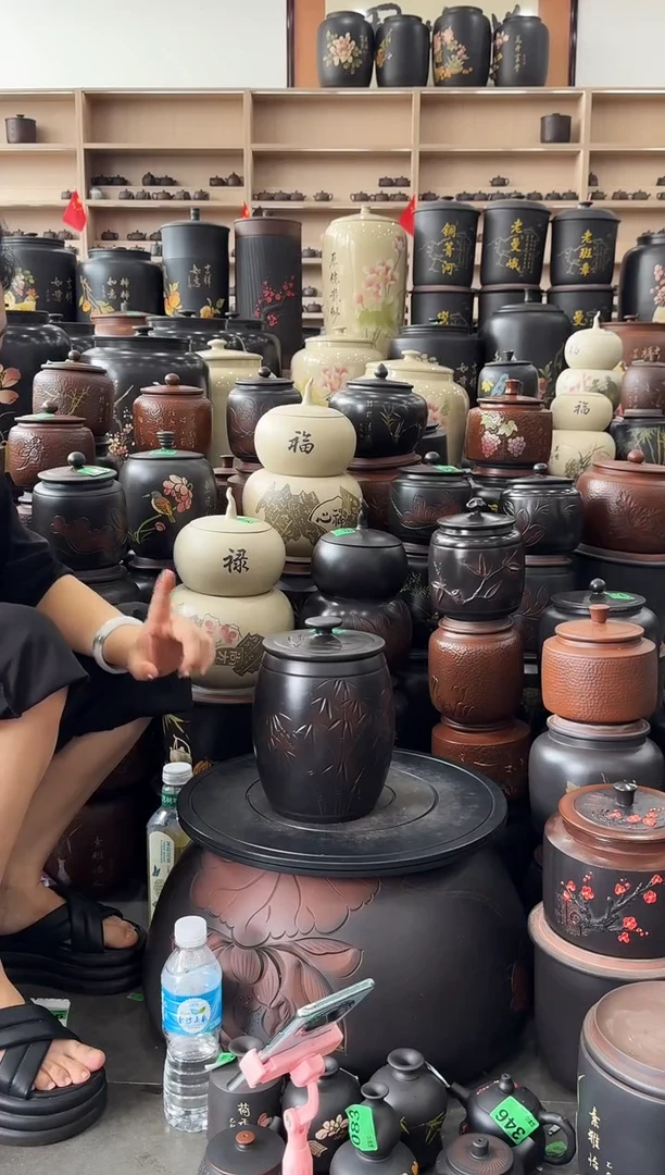 罐瑕疵 线雕竹子 高柱茶叶罐  870