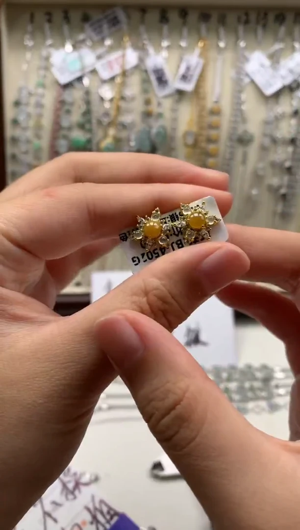 银S925镶嵌戒指翡翠耳饰5