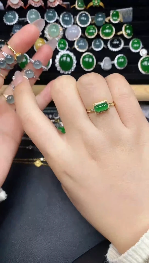 银S925镶嵌戒指翡翠28385