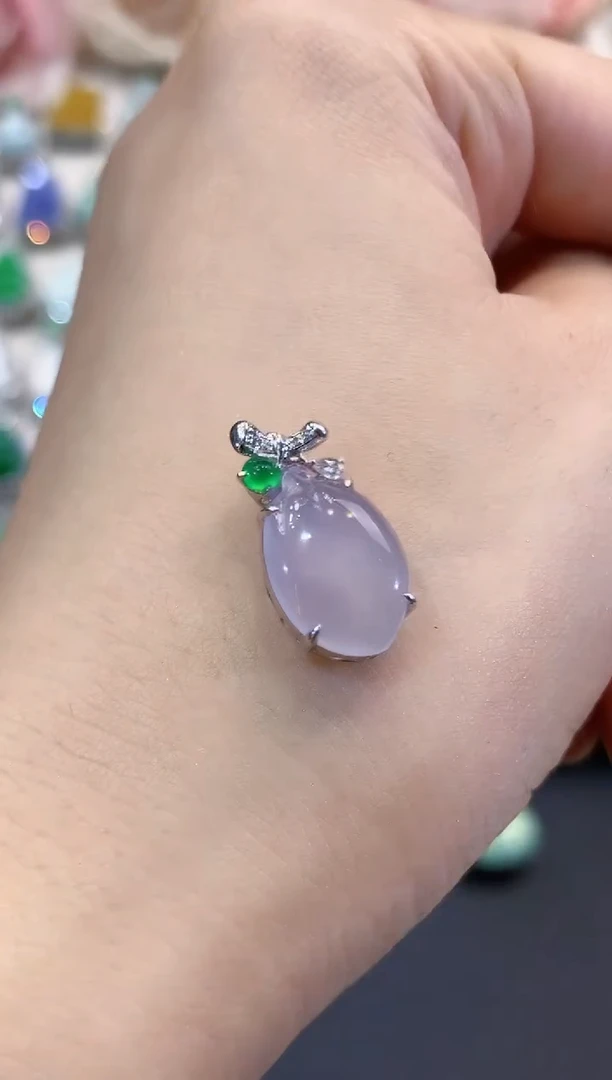 吊坠(不含链)18K金镶嵌翡翠C21 紫货有色差