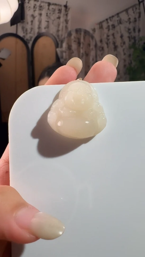 颈饰未镶嵌和田玉30藕粉佛公