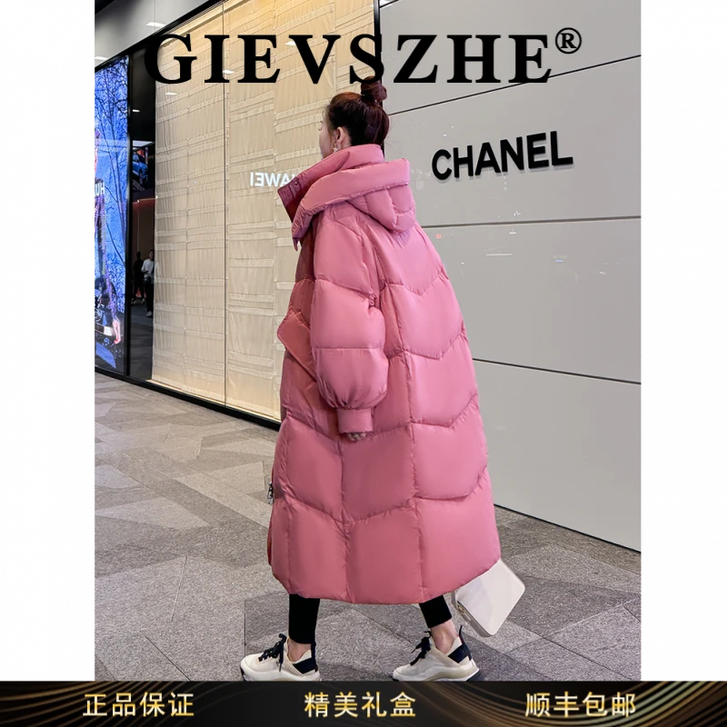 纪诗哲粉色时尚洋气泡芙羽绒服女韩系加厚保暖大被子90白鸭绒外套