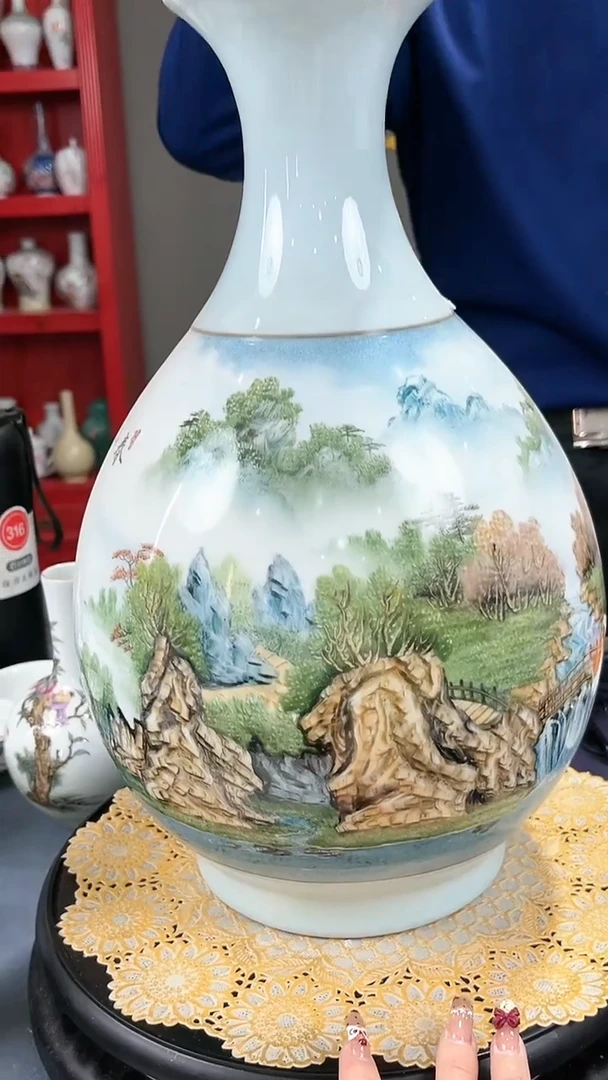 【闪购商品】官窑瓷画院730官窑瓷画院山水赏瓶