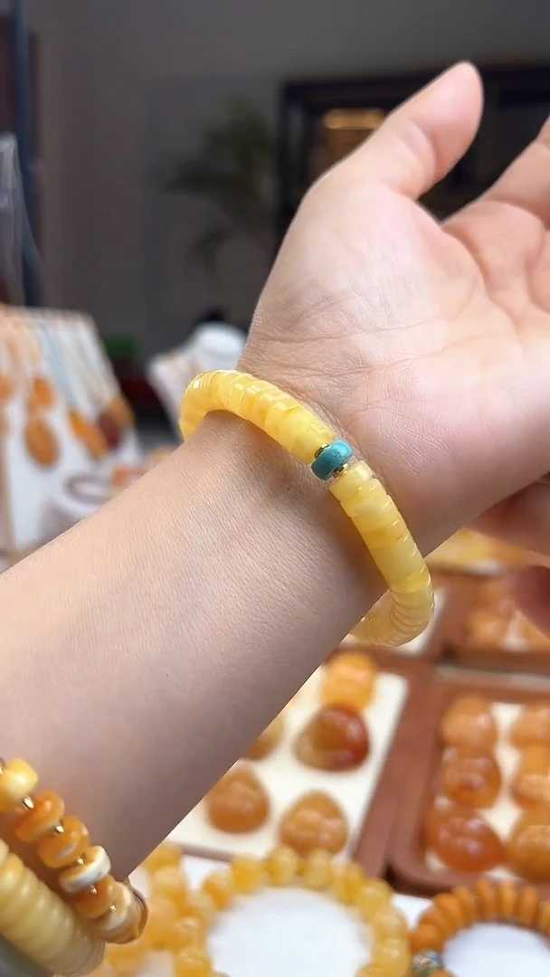 手串琥珀银S925镶嵌精品蜜蜡diy手串