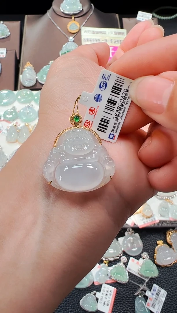 【闪购商品】翡翠吊坠(不含链)18K金镶嵌佛公吊坠079