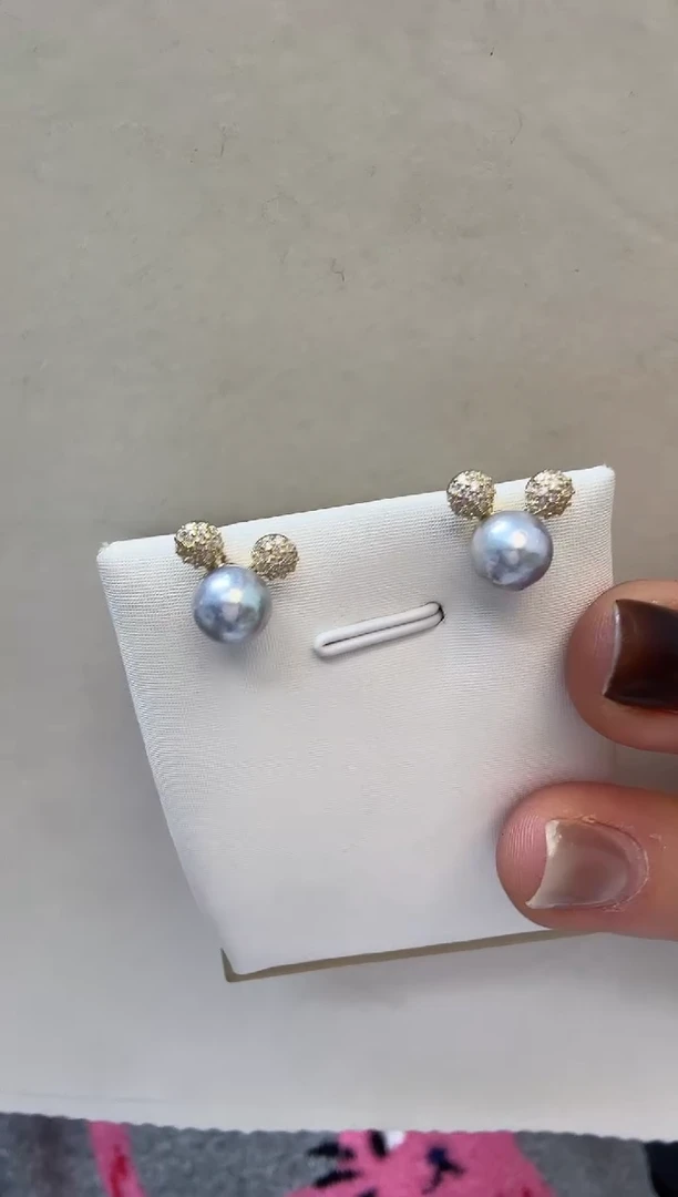 未镶嵌耳饰海水珍珠真多麻7.5mm+S925银耳钉