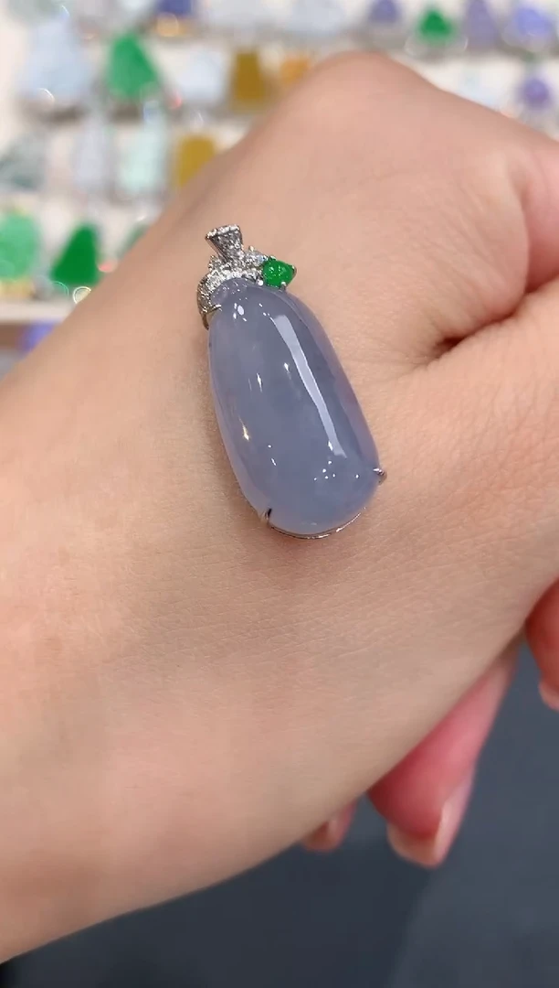 吊坠(不含链)18K金镶嵌翡翠a13紫货有色差