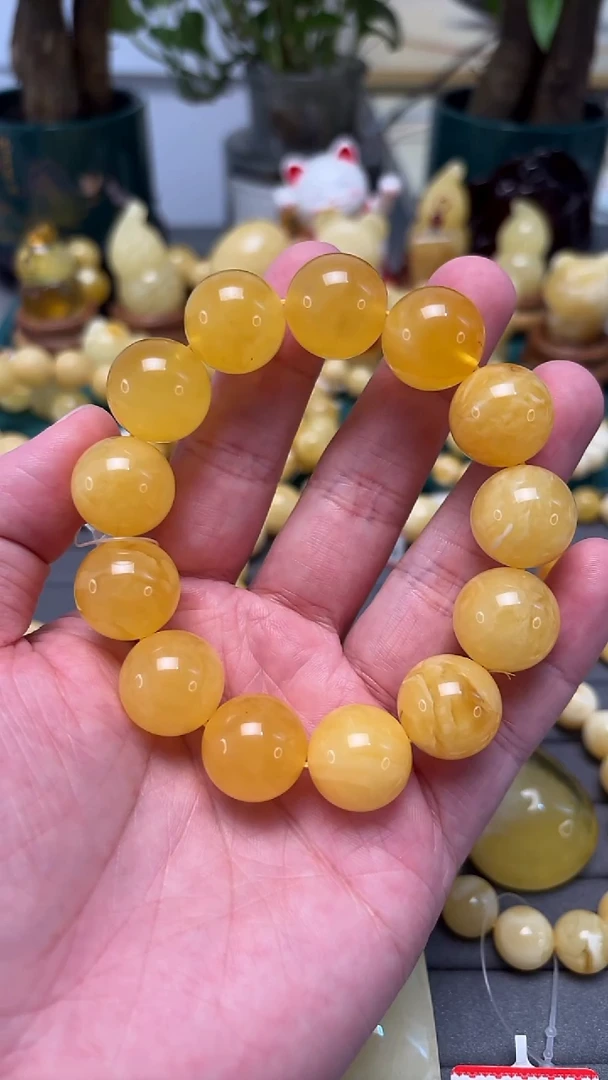 手串蜜蜡未镶嵌p77焦皮料蜜蜡单圈  37.16克 17mm