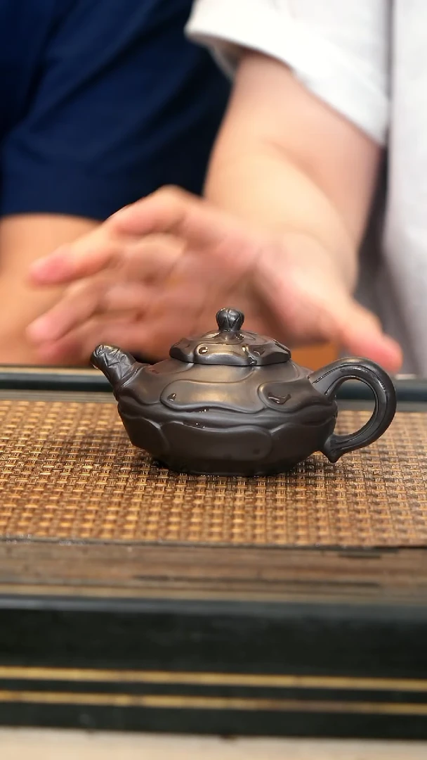 茶壶紫砂TZP78《风卷葵》乌金砂