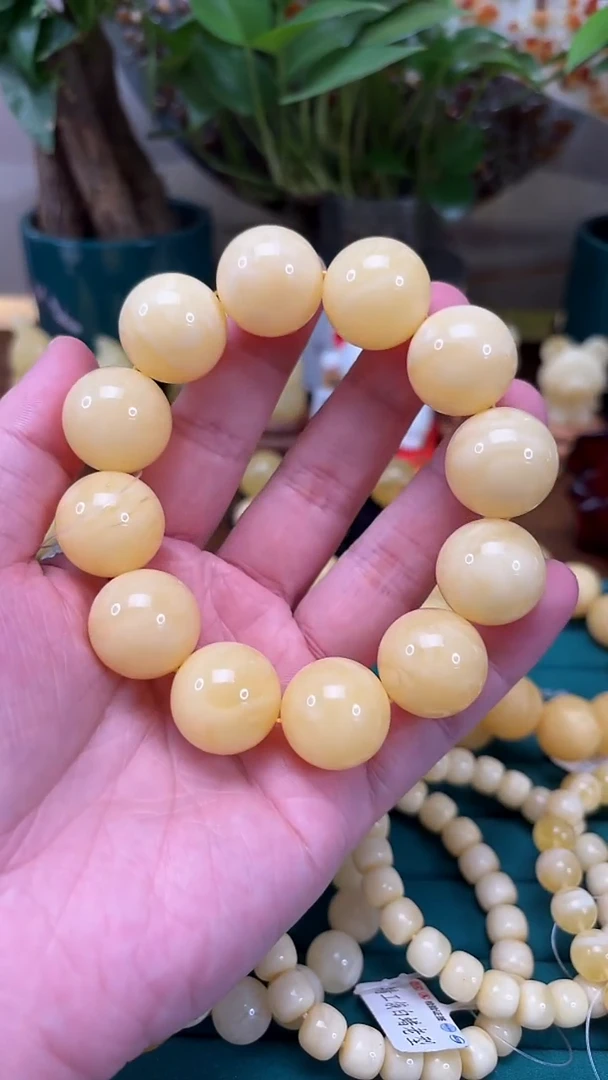 手链蜜蜡未镶嵌p25臻品白蜡虎皮单圈 57.14克 20mm