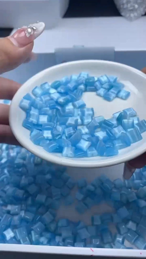 玛瑙/玉髓颈饰未镶嵌w2483蓝猫眼方形8mm*30颗