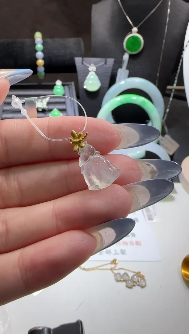 翡翠18K金镶嵌吊坠(不含链)翡翠吊坠