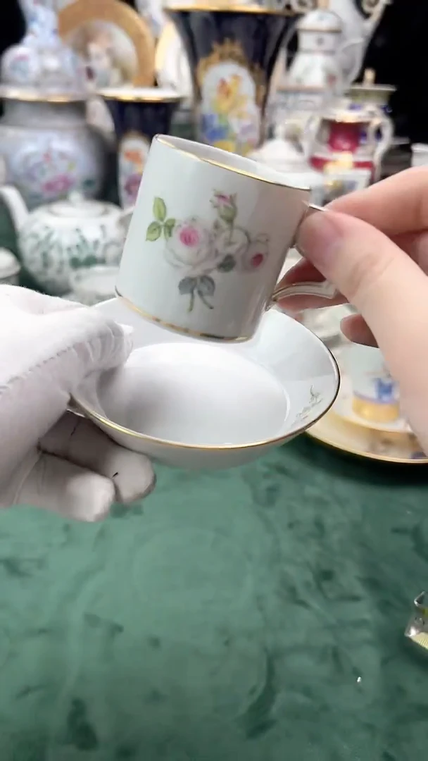 瓷片王*梅森新品白玫瑰摩卡杯碟