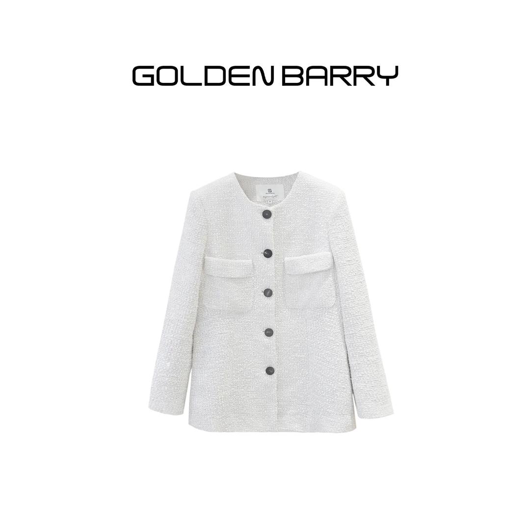 GOLDENBARRY【福 利】124075双口袋秋季高级重工小香风设计外套