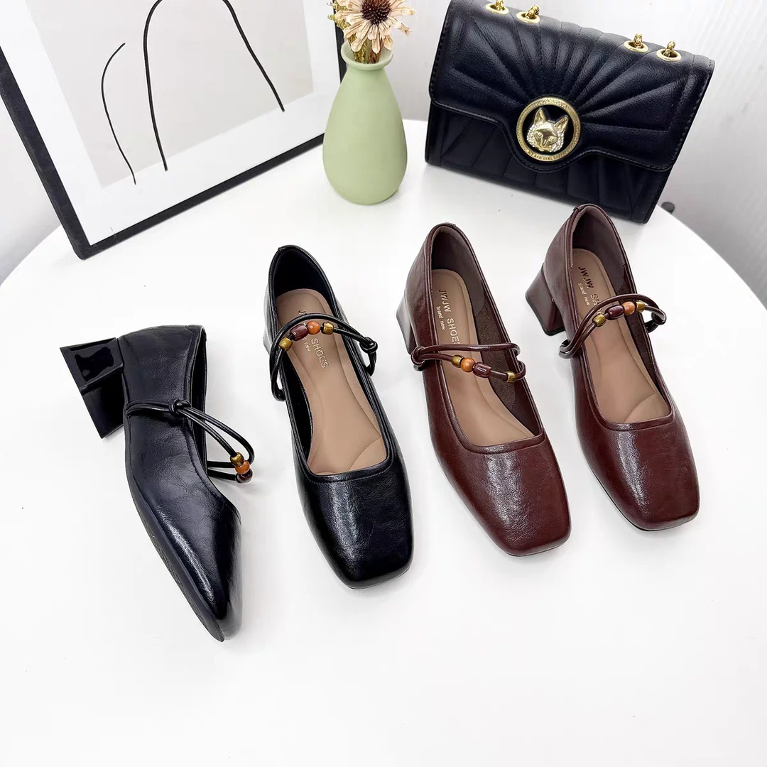 2025新款复古棕色5560单鞋女春秋季低跟平底玛丽珍鞋女