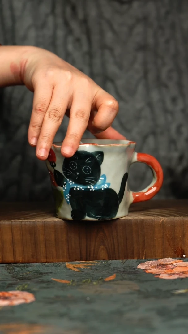 杯釉下彩手工手绘同款陶器