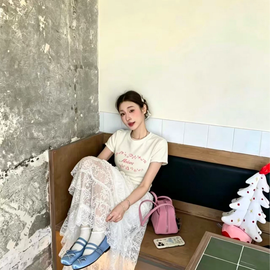 【爱神降临】韩系爱心上衣➕法式复古蕾丝半身裙两件套
