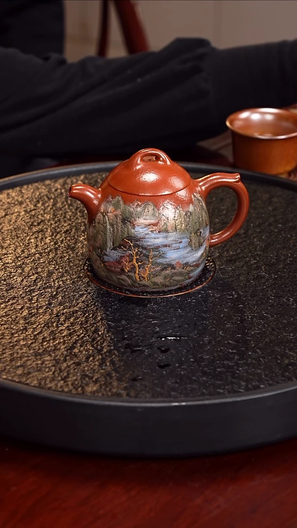 茶壶紫砂赵小俊  秦权78 朱泥 320毫升 陆俨少
