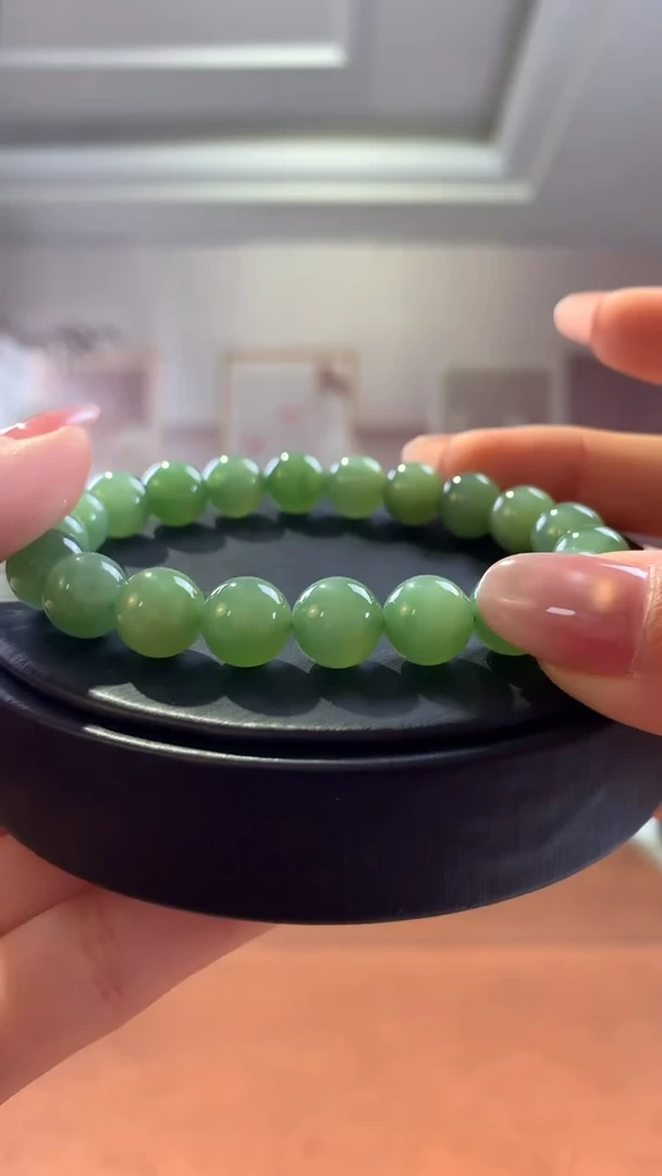 未镶嵌和田玉挂件碧玉猫眼10mm单圈手串