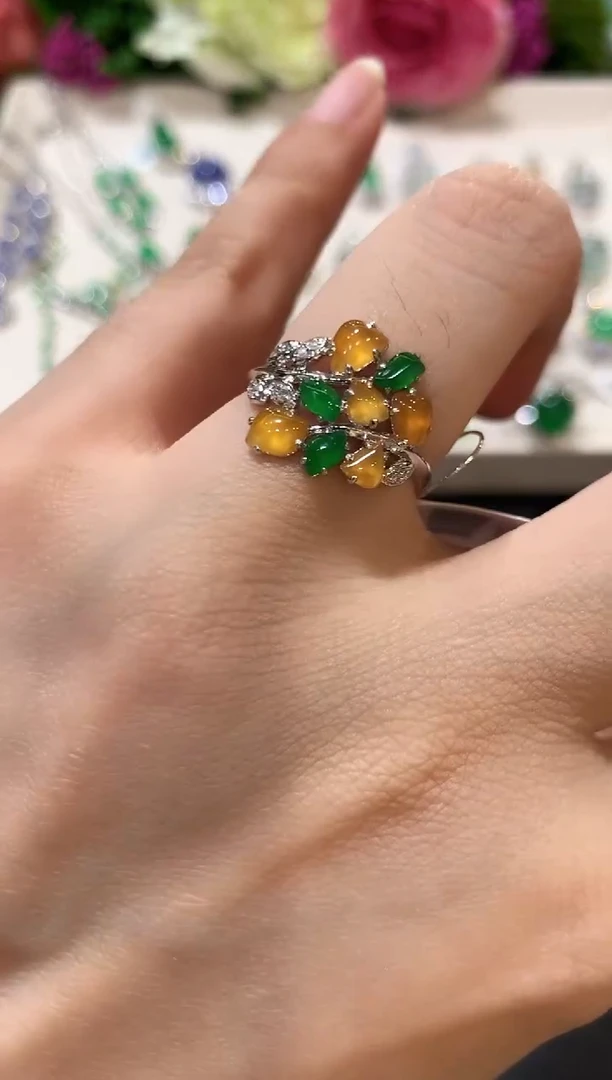 18K金镶嵌戒指翡翠z90多样性一件发货