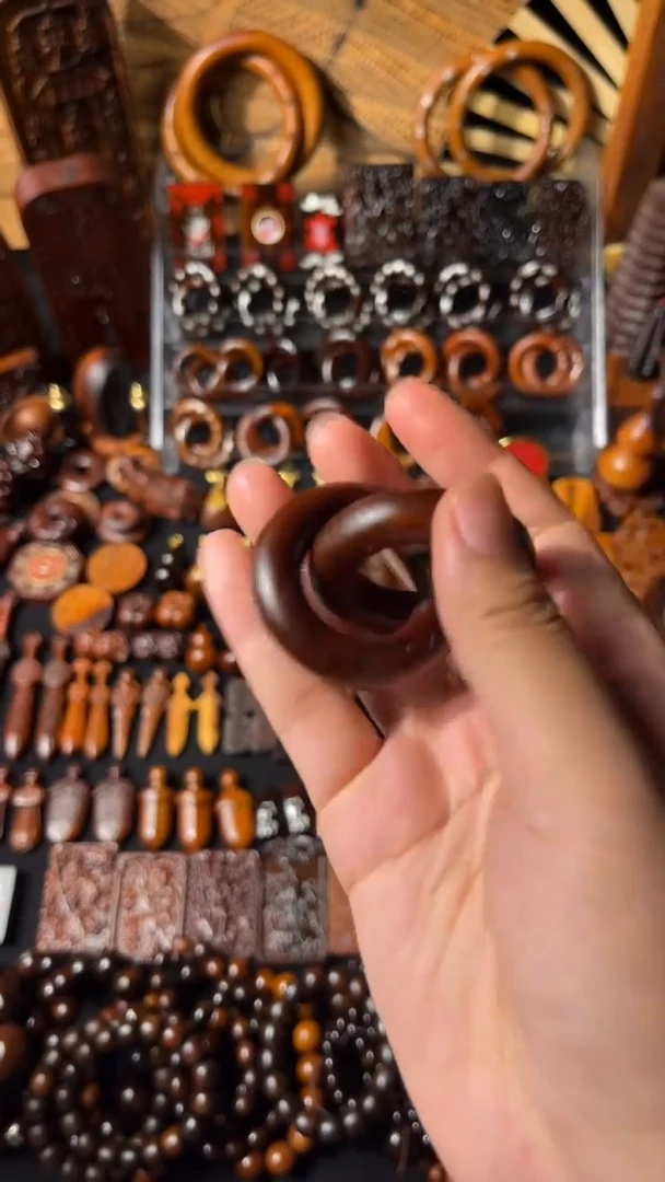 木雷击枣木 老料 镶银六七星 乾坤圈