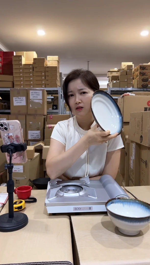 陶瓷【2023】呉須流し 麺皿【280009】2个