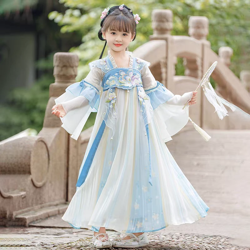 T185夏季L·H·NIAO2025新款汉服女童连衣裙襦裙古装薄款仙气飘逸